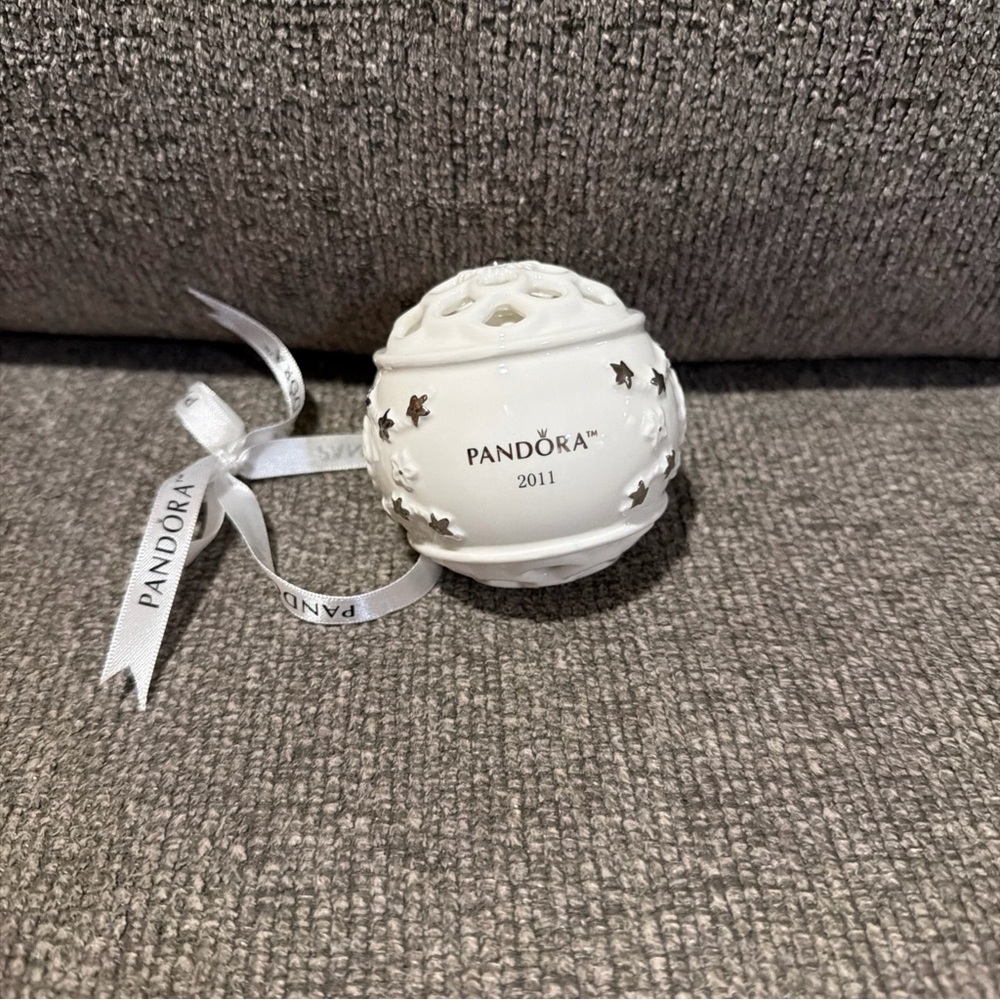Pandora White Ceramic Ornament with Silver Star Accents